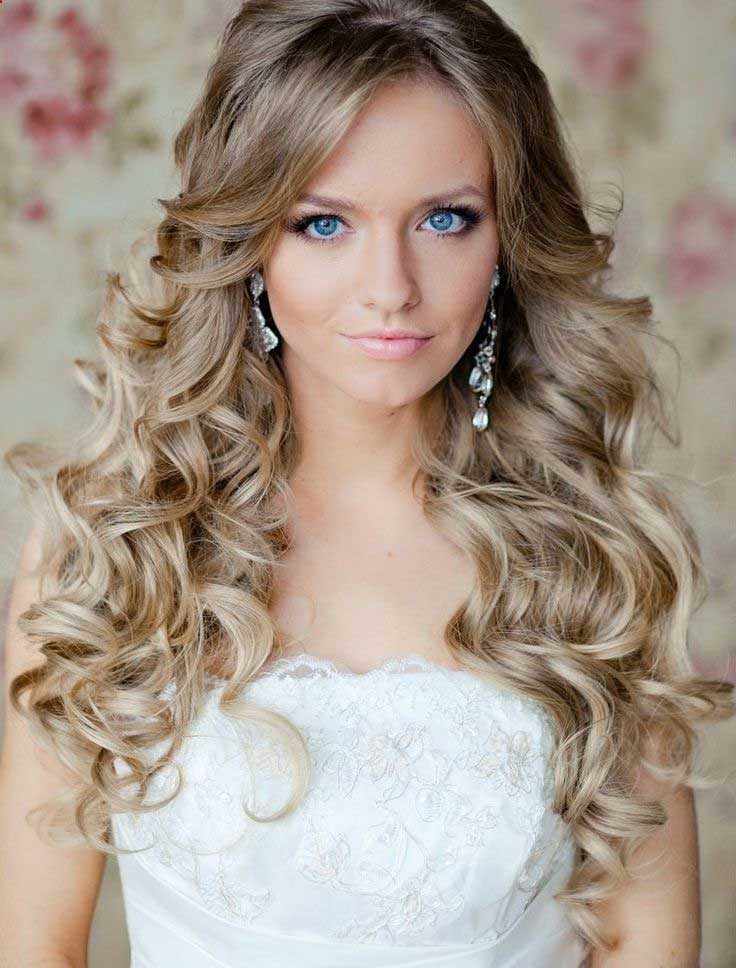 Simple Long Bridal Hairstyles For Curly Hair | Love and Sayings